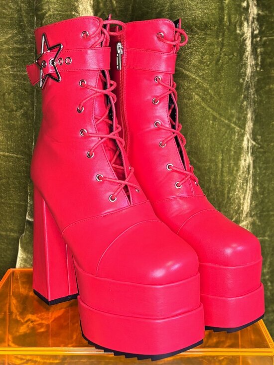 Lamoda Shoes - LAMODA - Brand New Famous Friend Platform RED Ankle Boots (Size 7)